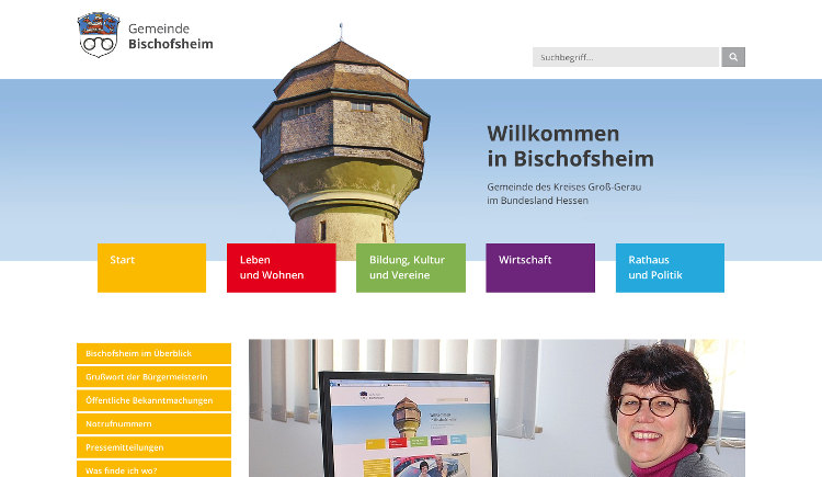 Screenshot der Startseite der Bischofsheim Hompage